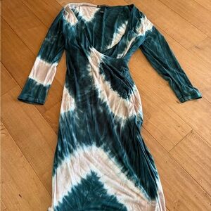 Green White Tie Dye Small Bedazzled INC International Concepts Maxi Dress